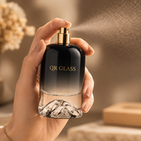 Botol Parfum Kaca Kristal Bulat Premium 30ml 50ml 100ml Botol Parfum Hitam Coklat dengan Pompa Semprot Kotak Kemasan Mewah