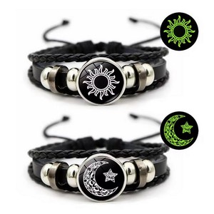 Pulsera de Cuero Multicapa Estilo Punk Vintage, Pulsera de Pareja con Sol y Luna, Pulseras de Pareja con Luna para Enamorados - Product Image 2