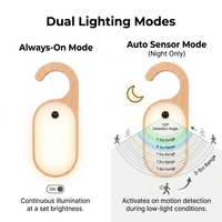 Lampe LED à capteur moderne avec batterie, veilleuse en bois massif avec panneau DIY inscriptible pour chambre et placard