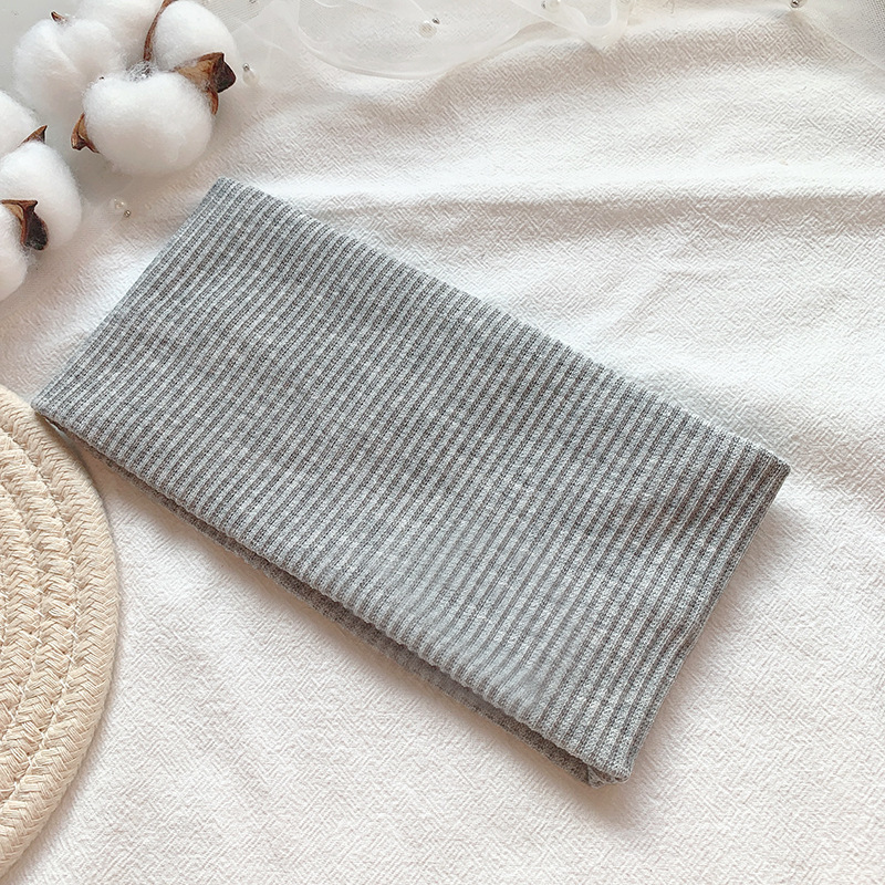 Bandeau de sport tricoté rayé - gris - 9 cm de large
