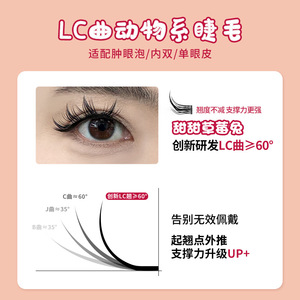ขนตาปลอมลาคานาคุ สไตล์สตรอว์เบอร์รี่บันนี่ แบบเต็มแถบ  แถบกาวใส ใยสังเคราะห์ สำหรับใช้งานทั่วไป - Product Image 5