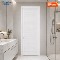 Puerta de Baño Blanca ODM con Panel de Aluminio Tipo Louver, Puerta Interior con Bisagras para Hoteles