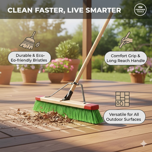 Heavy Duty 24" Outdoor <strong>Deck</strong> <strong>Brush</strong> with Steel Bracket, Sustainable FSC Wood Push Broom for Garden Patio &amp; Garage Cleaning - Product Image 2
