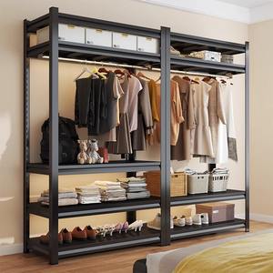 <span class=keywords><strong>Armario</strong></span> Plegable Convertible de Acero con 3 Estantes, Perchero para Dormitorio, Resistente al Polvo, Tela Gruesa, Estilo Minimalista para el Hogar - Product Image 2