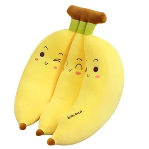 Kawaii travesseiro de pelúcia, banana de pelúcia, novos desenhos animados, animal, boneca para crianças, 35cm, dropshipping