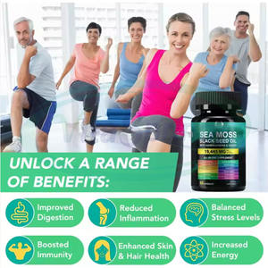 ASAP OEM 3000mg Aceite de semilla negro orgánico 2000mg Cápsulas de Ashwagandha Cápsula de aceite de semilla negra de musgo marino - Product Image 2