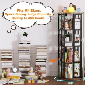 Hiện đại retro sang trọng kim loại kệ sách với xoay tính năng không gian nhỏ mộc mạc nâu góc kệ sách cho phòng ngủ hoặc nghiên cứu - Product Image 4