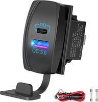 Adaptateur de prise de charge USB-C 36W QC3.0 + PD de type interrupteur à bascule pour bateau marin et camping-car