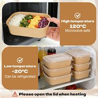 Conteneurs et Assiettes Salade Biodégradables en Carton Kraft Rectangulaires Jetables Écologiques avec Couvercles Gaufrés pour Vente en Gros et Plats à Emporter