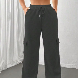 Pantalon de survêtement ample et classique pour femme Ohsisa, tendance, à cordon de serrage, taille haute, mélange polyester-spandex, printemps, longueur totale - Product Image 5