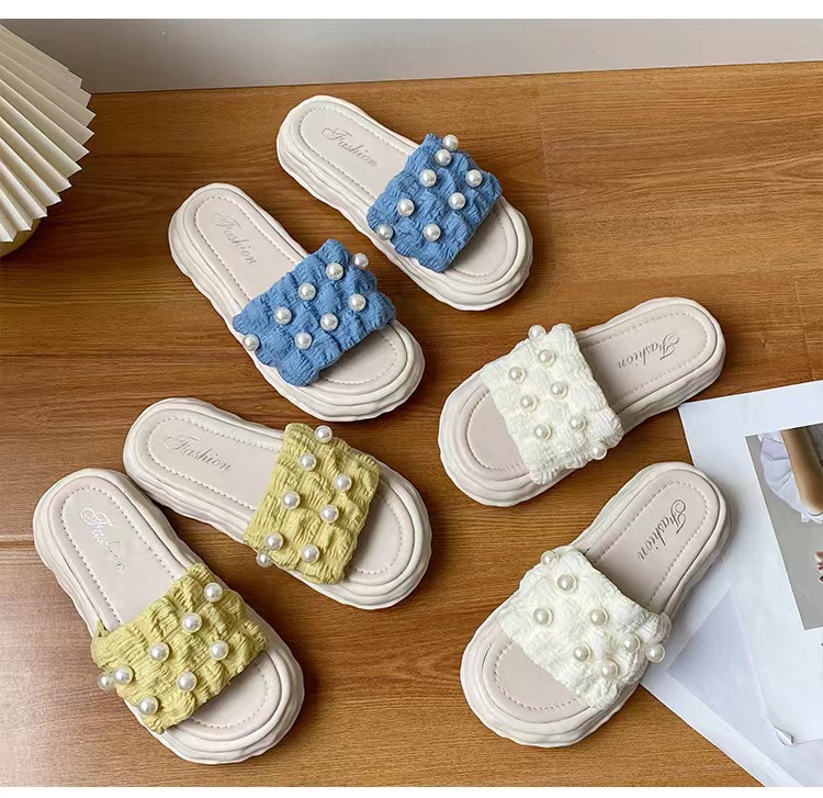 Fashion Platform EVA Slides Shoes Ladies PVC Sandals Slippers for Women Beach Pearl Slippers