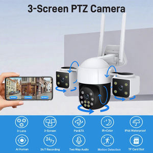 12MP กล้องนิรภัยกลางแจ้ง6K มุมมองแบบพาโนรามา3เลนส์3 PTZ 360 ° มุมที่ไม่ตายกล้อง CCTV ติดตามอัตโนมัติกล้อง WiFi - Product Image 3