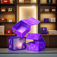 Caja de Regalo Magnética Personalizada con Logotipo, Caja de Embalaje Magnética con Logotipo en Relieve, Color Morado, Plegable, Rígida, de Lujo