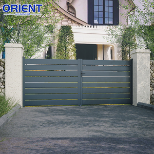 <span class=keywords><strong>Portail</strong></span> coulissant en aluminium noir mat pour cour, avec panneaux horizontaux, pour l'intimité, anti-rouille, pour entrée de garage, avec moteur en option - Product Image 1
