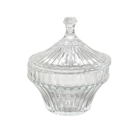 Pot à bonbons en verre transparent en gros avec couvercle en verre, pot de rangement côtelé de type apothicaire pour café, restauration hôtelière et présentation en magasin