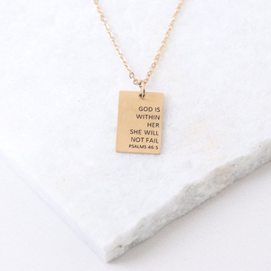 Collar con colgante rectangular personalizado, joyería con grabado de Dios dentro de ella, no caída - Product Image 2