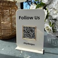 Letrero de Código QR Acrílico Minimalista Personalizado, Placa con Logotipo Personalizado, Soporte de Mesa, Graduación, Contraseña WiFi, Reseña de Google, Redes Sociales