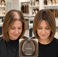 Expédition mondiale – Topper capillaire 8 pouces 5*5*6.5 avec base mono, effet cuir chevelu naturel et respirant, pour femmes souffrant de cheveux clairsemés – 100 % cheveux humains