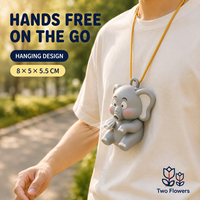 Kipas Mini Gajah Lucu USB Isi Ulang 3 Kecepatan Kipas Leher Portabel untuk Perjalanan, Meja Kerja, dan Pendingin Makanan
