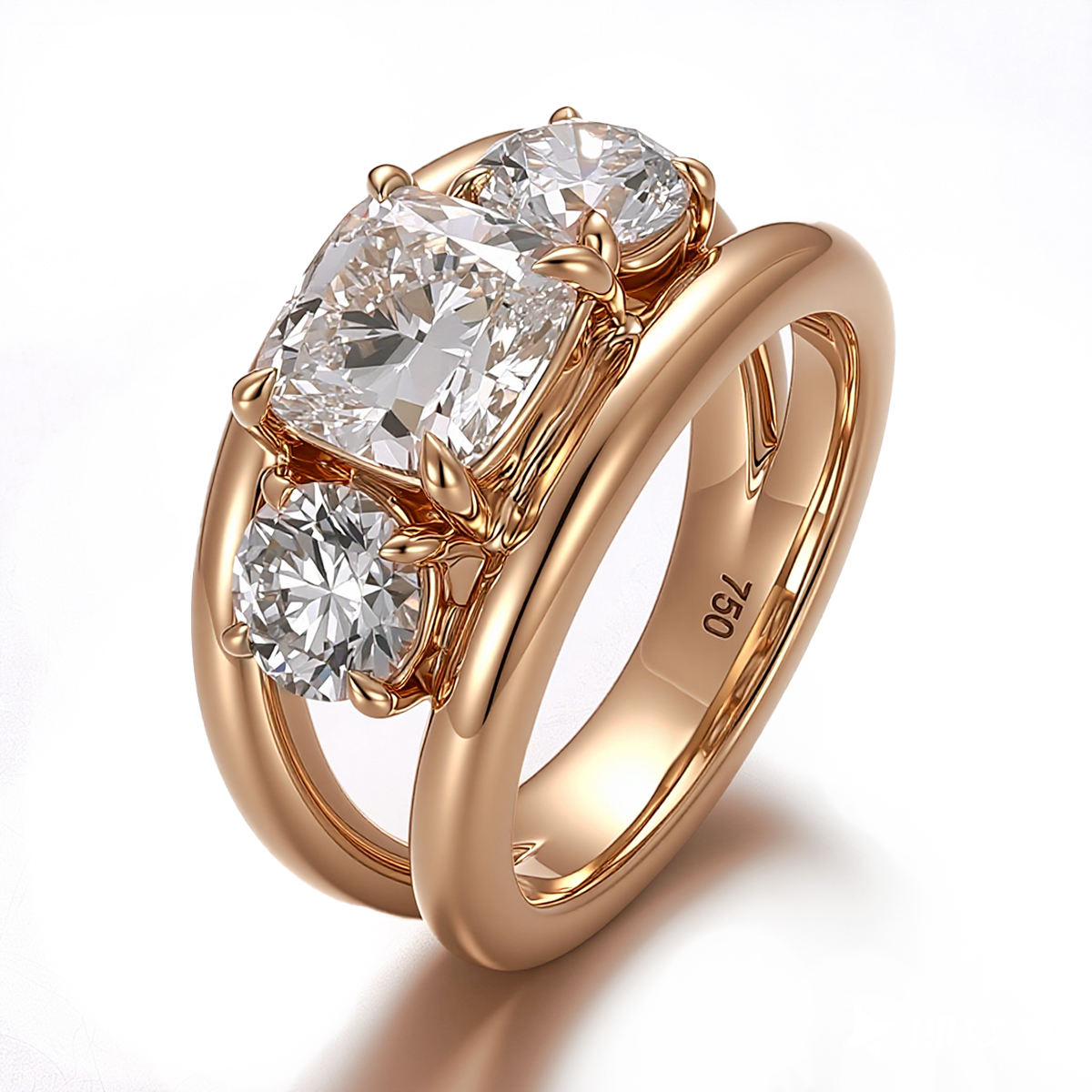 Bague en or massif 10 carats avec diamant de laboratoire.