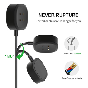 Câble de charge USB de remplacement noir de 3,3 pieds (1 m) pour <span class=keywords><strong>Fitbit</strong></span> Versa 4, câbles de charge magnétiques pour montre intelligente - Product Image 3