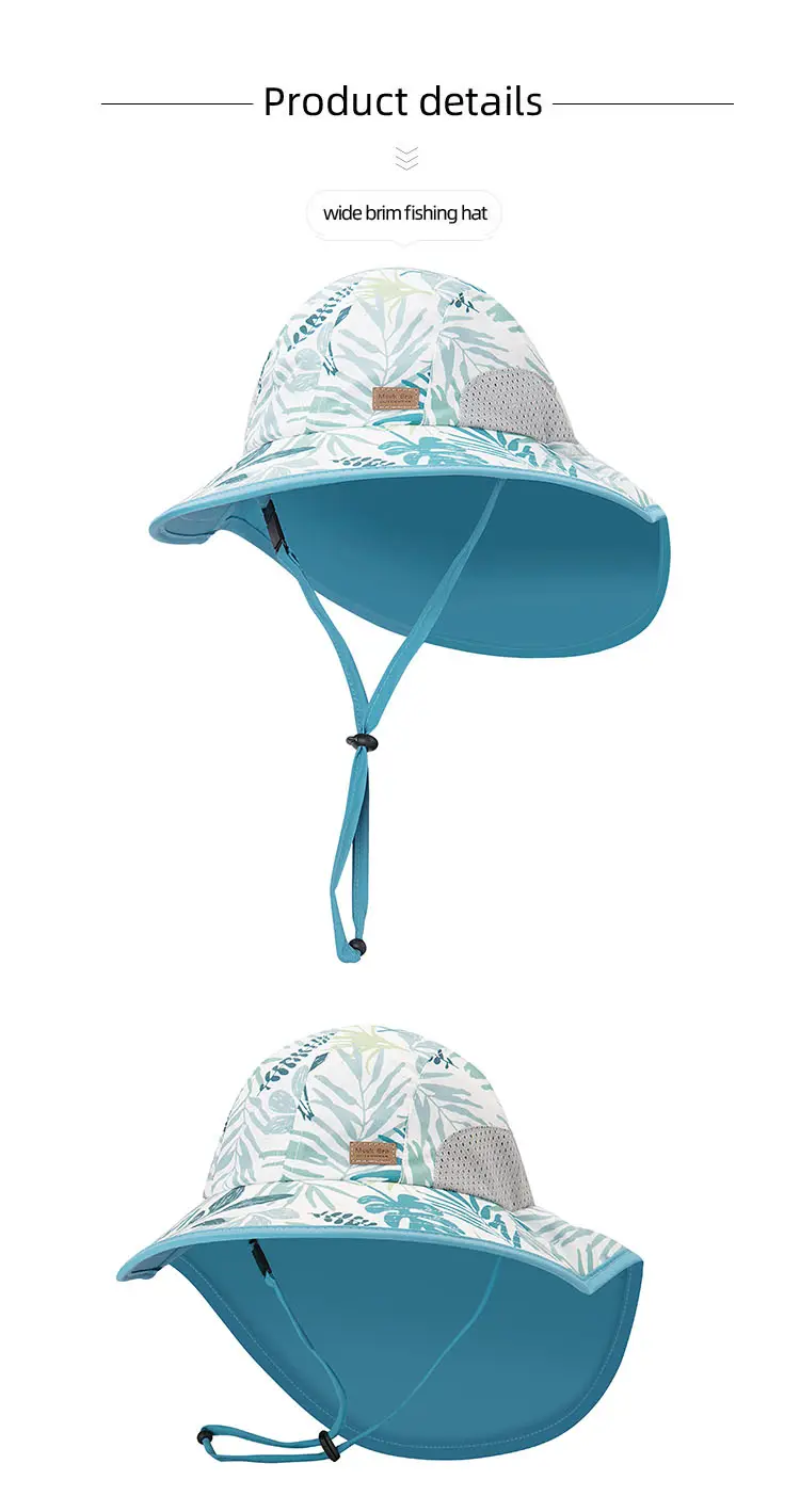 Chapéu largo ajustável da borda das crianças UPF 50+ do chapéu da associação da praia da nadada da criança do chapéu de Sun do bebê de Kaavie