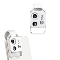 Microscope de téléphone 200X à clipser avec anneau lumineux LED et CPL, objectif macro portable pour smartphone, inspection de bijoux et de plantes