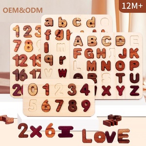 Tavola Montessori in Inglese per Bambini, Alfabeto ABC, Numeri, Giocattoli Educativi per l'Apprendimento, Puzzle 3D in Legno - Product Image 3