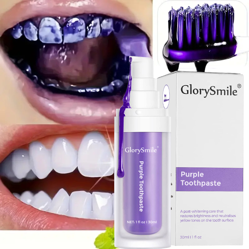 Glorysmile V34 фиолетовая зубная паста с мятным ароматом Сыворотка для глубокой очистки зубов для отбеливания зубов