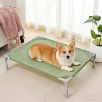 Lit pour chien en spandex écologique, grand format, couleur beige sable, rafraîchissant, avec housse amovible, maille respirante, emballé en boîte