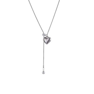 Silver Heart Pendant Necklace Tibetan Silver Long Chain For Women Daily Wear Gift Accessory - Product Image 5