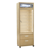 Meuble de magasin de tabac APEX personnalisé avec éclairage LED réglable, effet miroir infini, verrouillable, avec tiroirs et roulettes