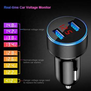 Caricabatterie per Auto USB a <span class=keywords><strong>2</strong></span> Porte 12V 24V 3.1A con Display LED e Adattatore QC3.0 in Lega di Alluminio per Telefoni Cellulari - Product Image 3