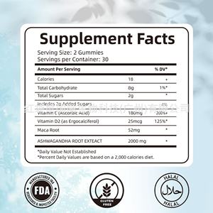 Goma de Ashwagandha exclusiva transfronteriza, 60 piezas, stock de fábrica con ginseng y vitamina <span class=keywords><strong>D</strong></span>, caramelos de goma para dosificación para adultos - Product Image 4