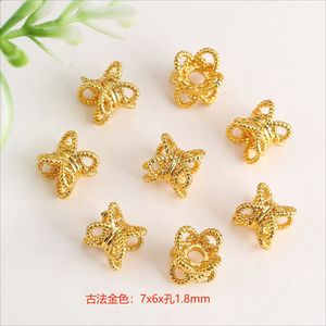 Perles entretoises florales ajourées 7x6x1.8mm en alliage plaqué or, composants de bijoux pour la fabrication de bracelets et colliers DIY - Product Image 4
