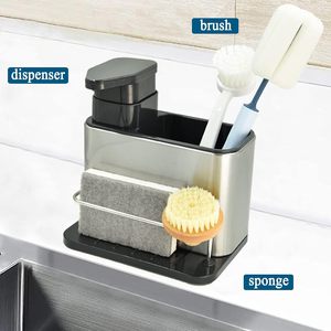 Support égouttoir 3-en-1 pour éponges et ustensiles de cuisine avec distributeur de savon - Product Image 2