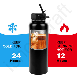 New Design 32oz Double Wall Wide Mouth Insulated Stainless Steel Water <b>Bottle</b> with <b>Straw</b> Sports Canteen for Hiking & Biking - Product Image 2