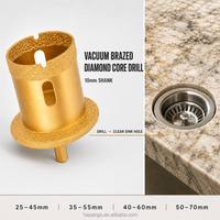Broca de diamante soldada al vacío con vástago de 10 mm, sierra perforadora escalonada para granito, mármol, piedra, orificio de desagüe de fregadero