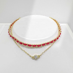 Bracelet en argent sterling 925 personnalisé, double couche, corde tressée, fait main, pour filles, avec cœur plaqué or 14 carats et cordon rouge. - Product Image 4