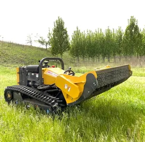 Mesin pemotong rumput remote control otomatis Diesel disetujui CE pemotong rumput Crawler pemotong Semak untuk pertanian
