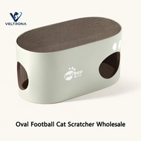 Griffoir ovale pour chat en forme de ballon de football, cachette en carton ondulé, mobilier interactif d'intérieur, vente en gros