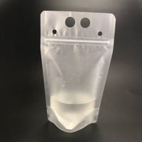 Sachet Plastique Givré Refermable pour Boissons, Jus et Aliments, 250ml, 350ml, 500ml, Pochette Debout avec Paille