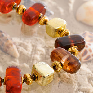 XY専用デザインアンバー樹脂CCB素材ネックレス金メッキステンレスビーズ手作りチョーカーネックレス - Product Image 5