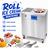 Machine à glace roulée commerciale, machine à glace frite, acier inoxydable de qualité alimentaire pour dessert, café, restaurant, camion de nourriture