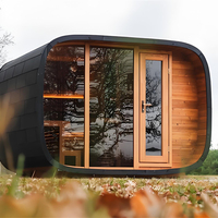 Sauna Exterior de Cedro Rojo Canadiense Única, Sauna Cúbica para 4-6 Personas, Experiencia Tradicional