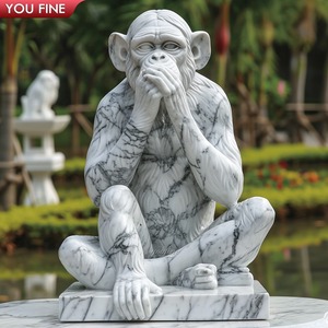A Grandezza naturale del Giardino Antico Seduta Pietra Scimmia Statua per la Vendita - Product Image 2