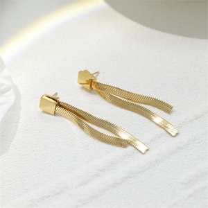 New Arrival Gold Plated Cz Zircon <b>Earring</b> Round Pendant Tassels <b>Stud</b> <b>Earring</b> - Product Image 5