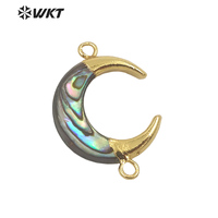 WT-JP271 nouvelle couleur mode or Double boucles coquille d'ormeau naturel petit croissant corne lune connecteur pour Bracelet collier