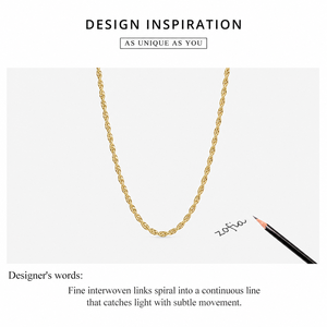 Collier chaîne torsadée fine en acier inoxydable plaqué or 14 carats sous vide, réglable 40+5 cm, sans pendentif - Product Image 3