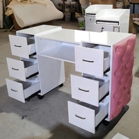 Ensemble table et chaise de manucure moderne pour salon de beauté avec collecteur de poussière facile à nettoyer et support à vernis à ongles, couleur rose, idéal pour les salons de beauté et centres commerciaux